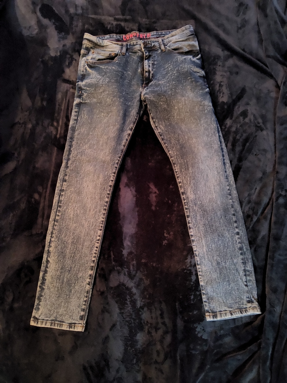 Men's Skinny Acid-Wash Medium Blue Jeans